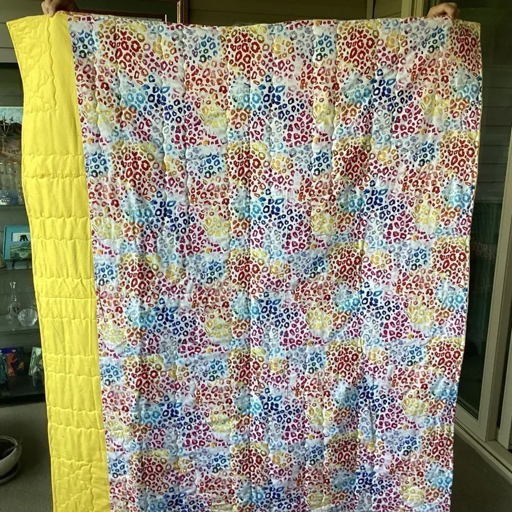 NWT. Hand Crafted Patchwork Yellow and Brown Quilt